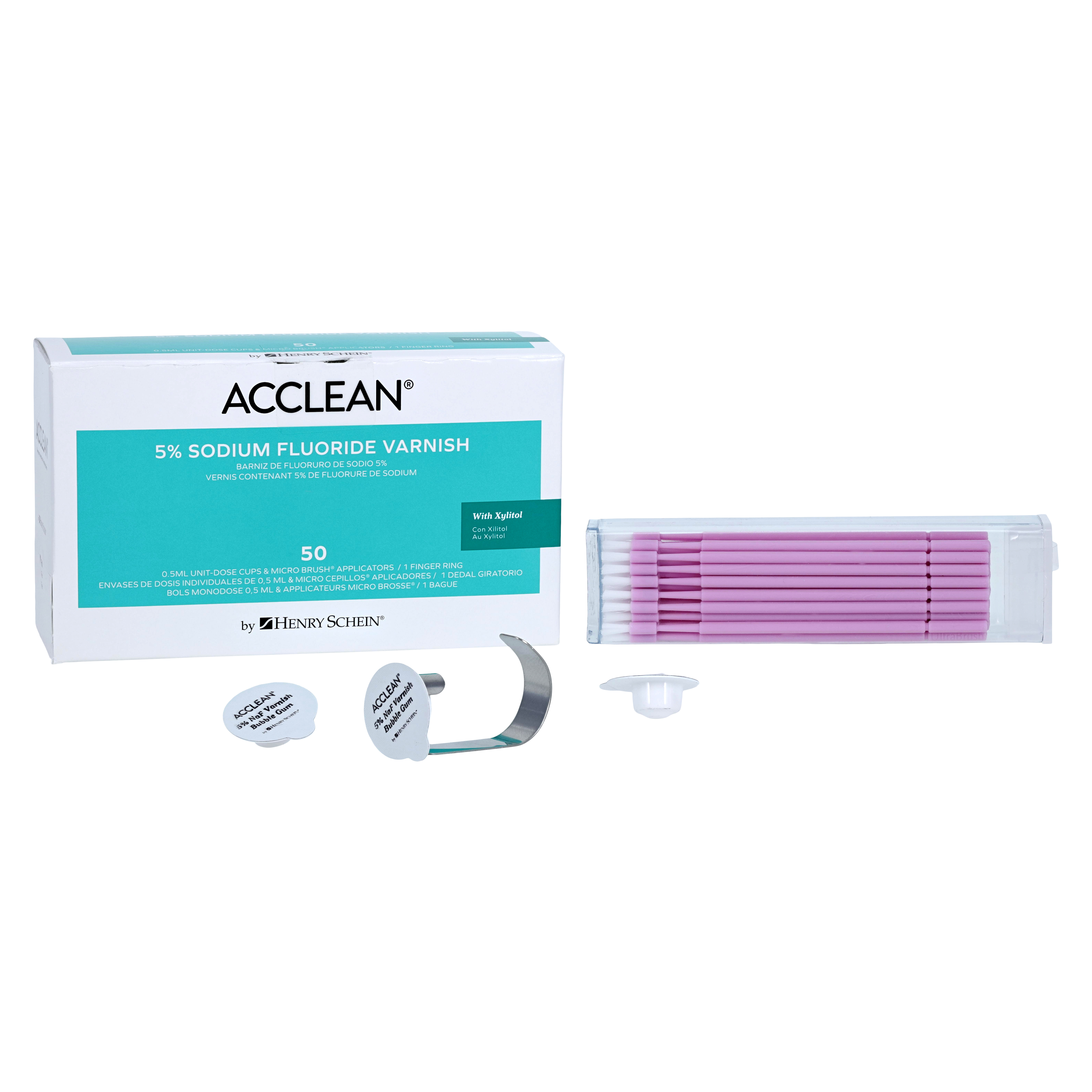 Acclean Fluoride Varnish Cups Unit Dose 5% NaF 0.5 mL Bubblegum 50/Bx